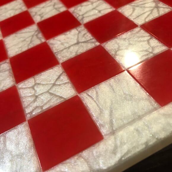 Resin Chess Set - Castle Red (Wood Pieces) - Picture 6 of 11